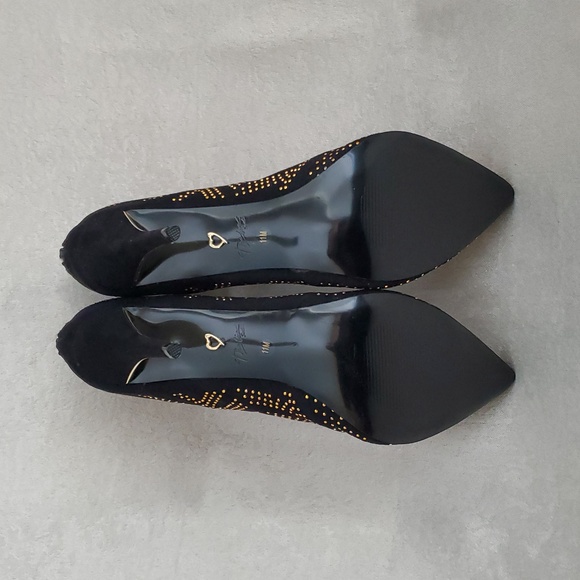 🆕️THALIA SODI Alejandra Black & Gold Studded Zip Up Stiletto Booties SIZE: 11 M - Picture 8 of 11